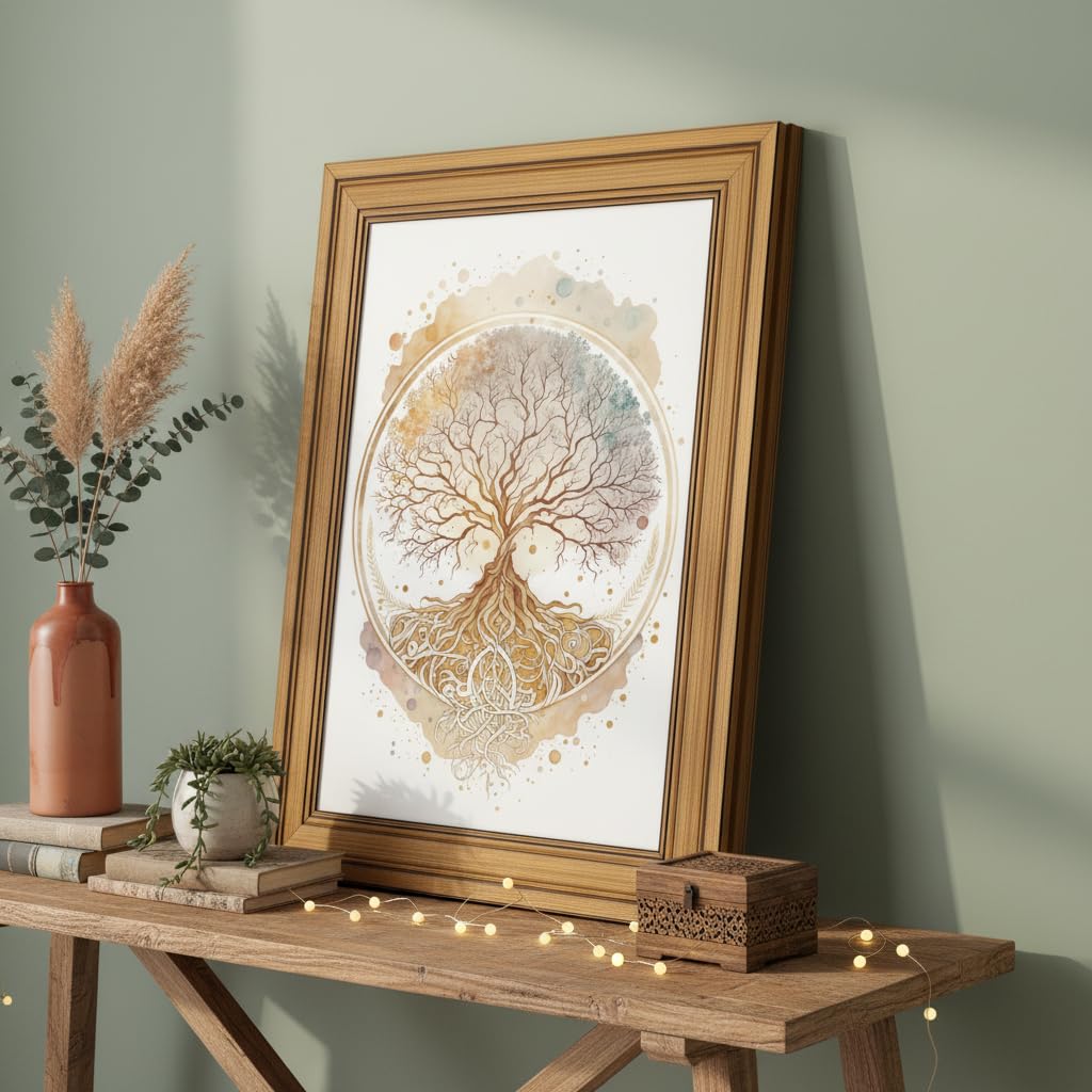 Vintage Gold Framed Tree of Life Canvas Wall Art (tree of life / 16"L x 12"W)