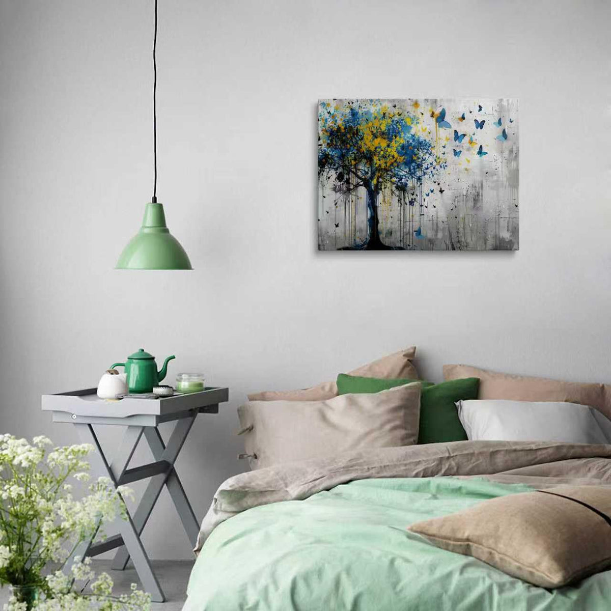 Butterfly Tree Canvas Wall Art Framed Modern Nature Wall Decor 16x24 Inch (Butterfly Tree / 24"L x 16"W)