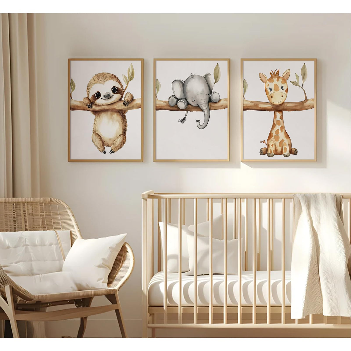 Nursery Animal Wall Art Decor Baby Boy Room Pictures Jungle Safari Nursery Canvas Wall Decor Woodland Animal Poster Jungle Elephant Prints Artwork for Boy Kids Girl Bedroom 8x10x3 Inch Unframed (8x10 Inch Unframed / Animal Hang Tree Prints)