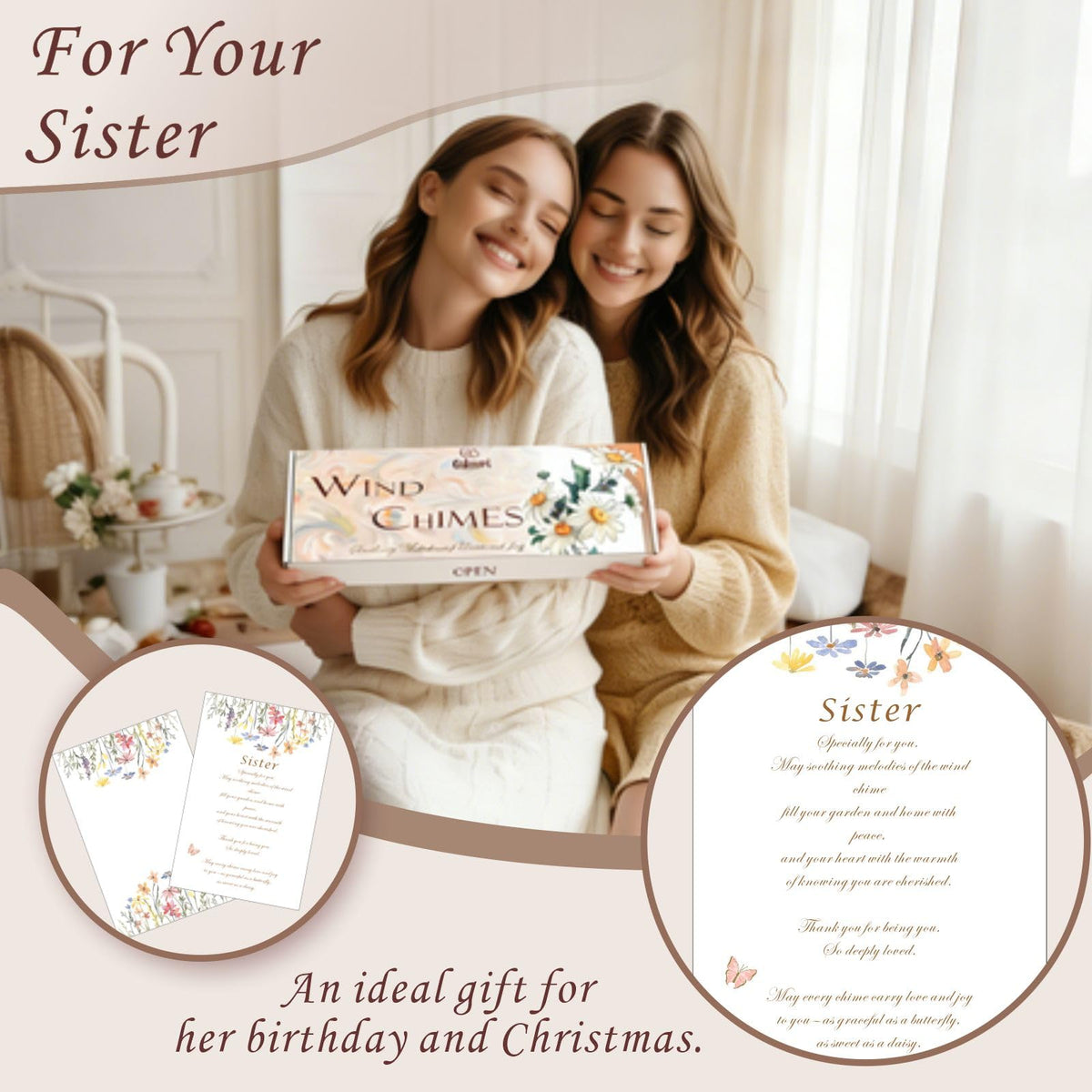 Sister Gifts Sister Birthday Gift from Sister (For Sister, White)
