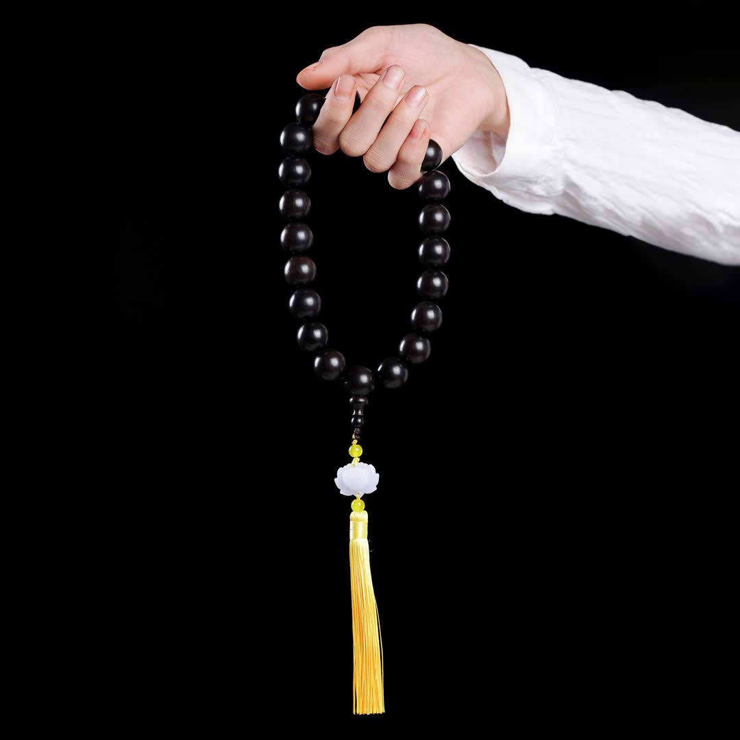 Unisex Natural Ebony Buddhist Prayer Bead Necklace Bracelet Tibetan Prayer Mala Beaded Black (20mm 21beads Boutique)