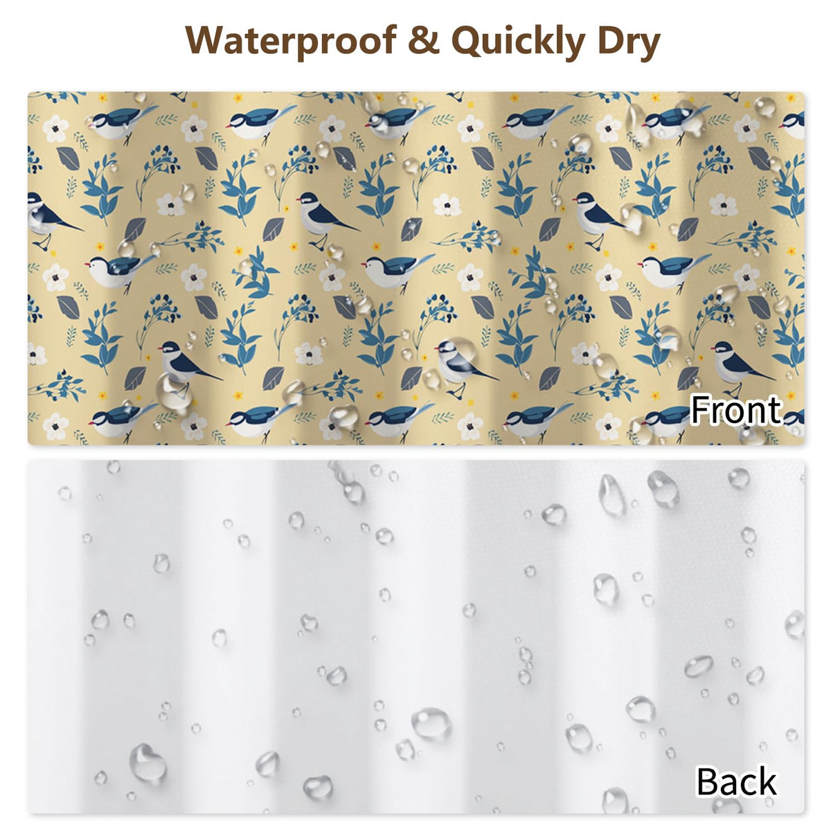 Bird & Floral Shower Curtain with Hooks (Bird & Floral)