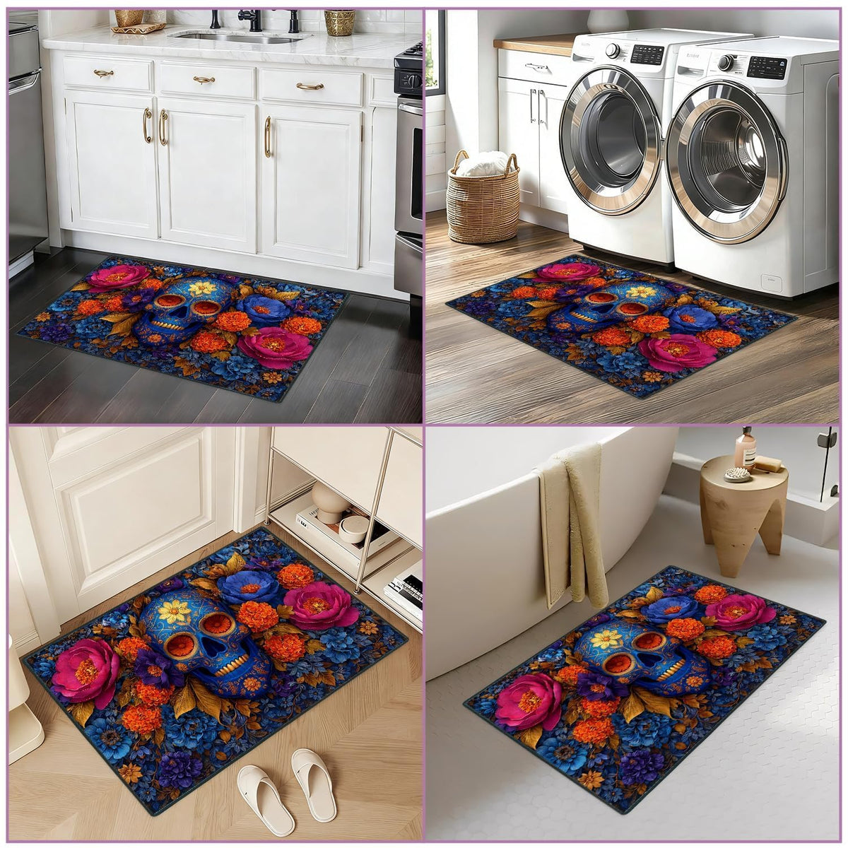 Floral Sugar Skull 2x3 Entryway Rug (21 / 2' x 3' (Rectangular))