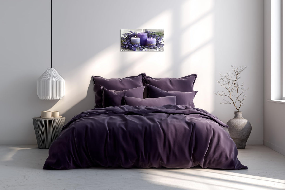 1 Panel Purple Wall Art Purple Wall Decor Lavender with Candle Canvas Picture for Bathroom Modern Flowers Pictures for Bedroom Kitchen Office Home Decor Ready to Hang 8x16 inches (16"L x 8"W / Purple Flower 15)