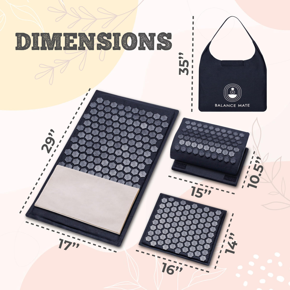 BalanceMate® Acupressure Mat Set with 6 (Deep Black)