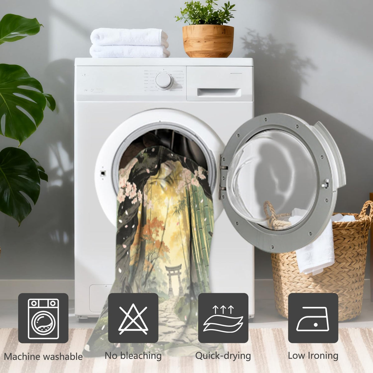 Japanese Garden Shower Curtain with Hooks (Fantastical Landscape-b / 72"W x 78"L (Pack of 1))
