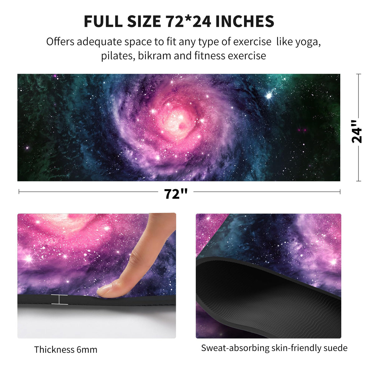 Yoga Mat Print Extra Thick TPE Non Slip Fitness Exercise Mat with Carrying Bag (ChenXingLiaoLuo)