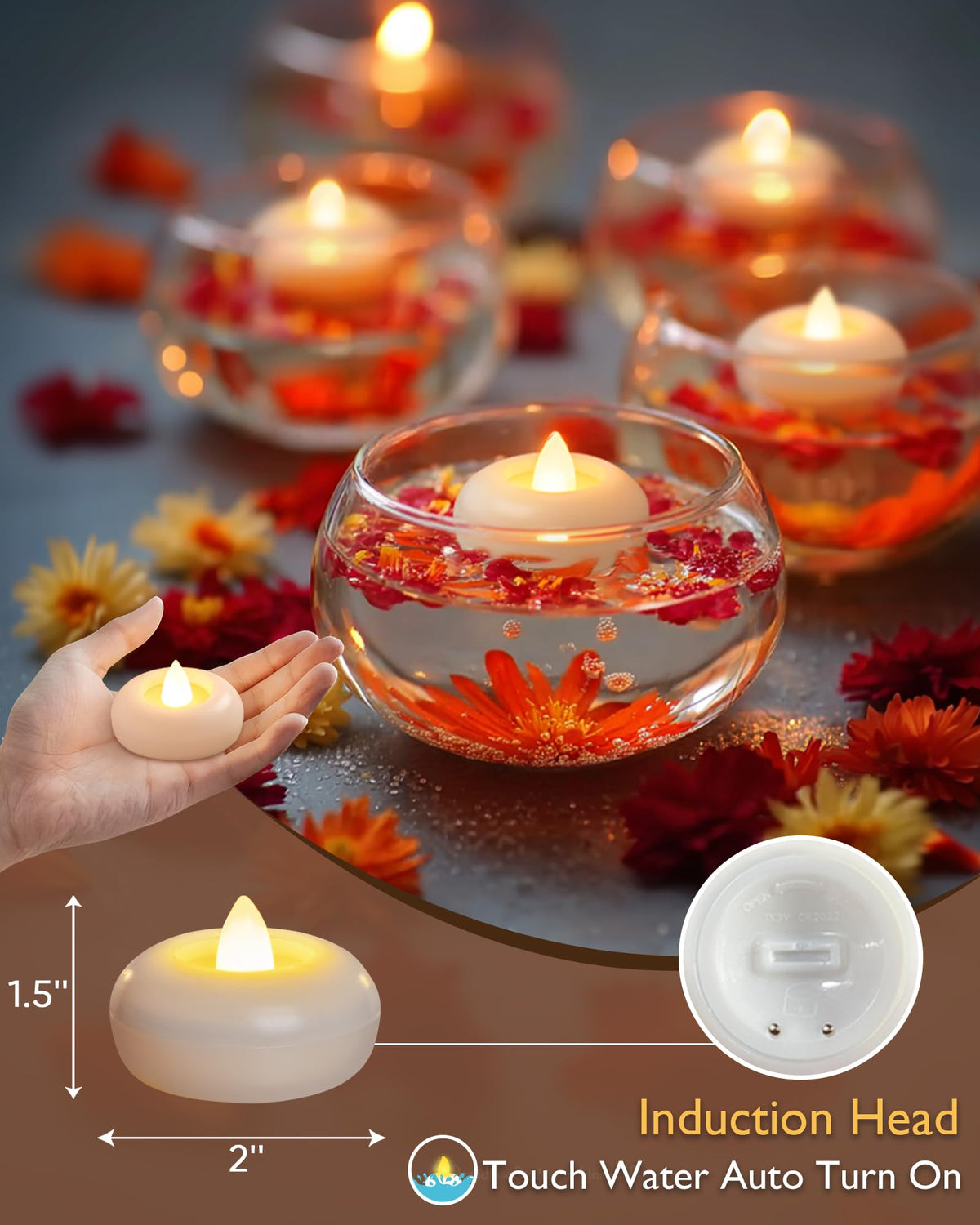 2" Flameless LED Floating Candles (White (48Pack) / 2 inch)