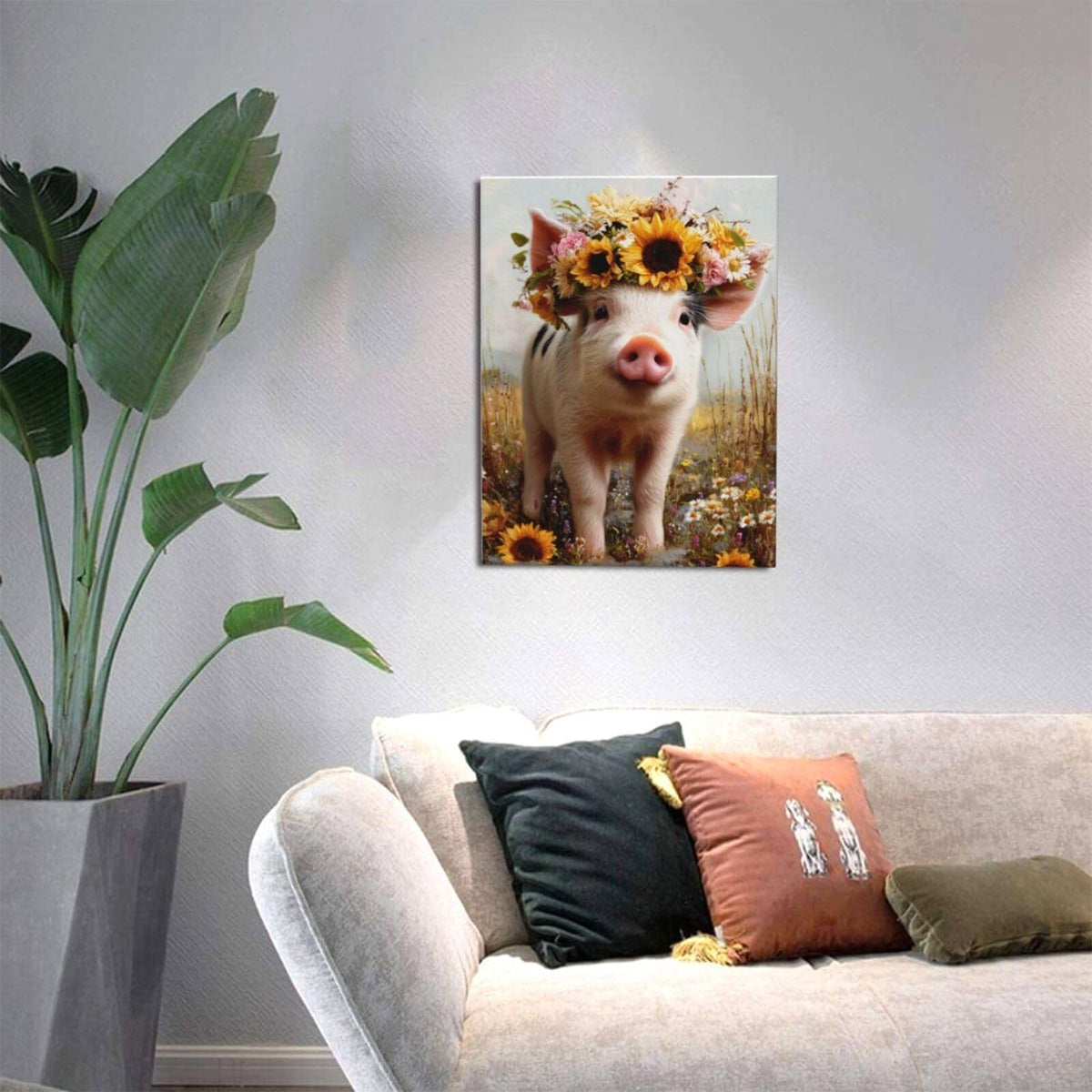 Rustic Pig Nursery Wall Art For Kids Cute Animal Bathroom Canvas Wall Decor Country Pictures Paintings Prints Artwork Framed Decorations For Girls Boys Children's Room Bedroom Living Room Gifts 12" x 16" (Pig / 16"L x 12"W)