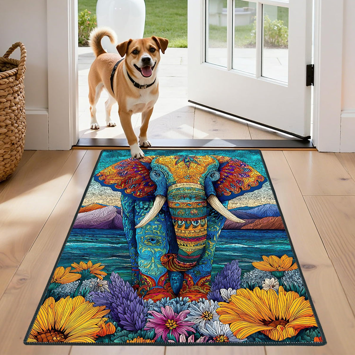 Washable 2x3 Entry Rug Boho Elephant Area Rug (07 / 2' x 3' (Rectangular))
