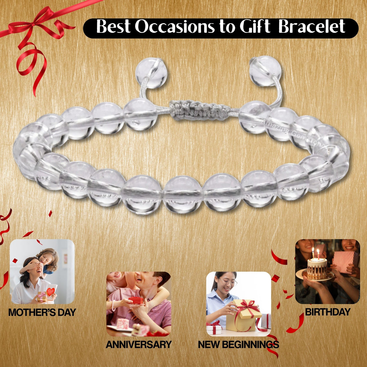 Clear Quartz Bracelet for Men & Women (Clear Quartz)