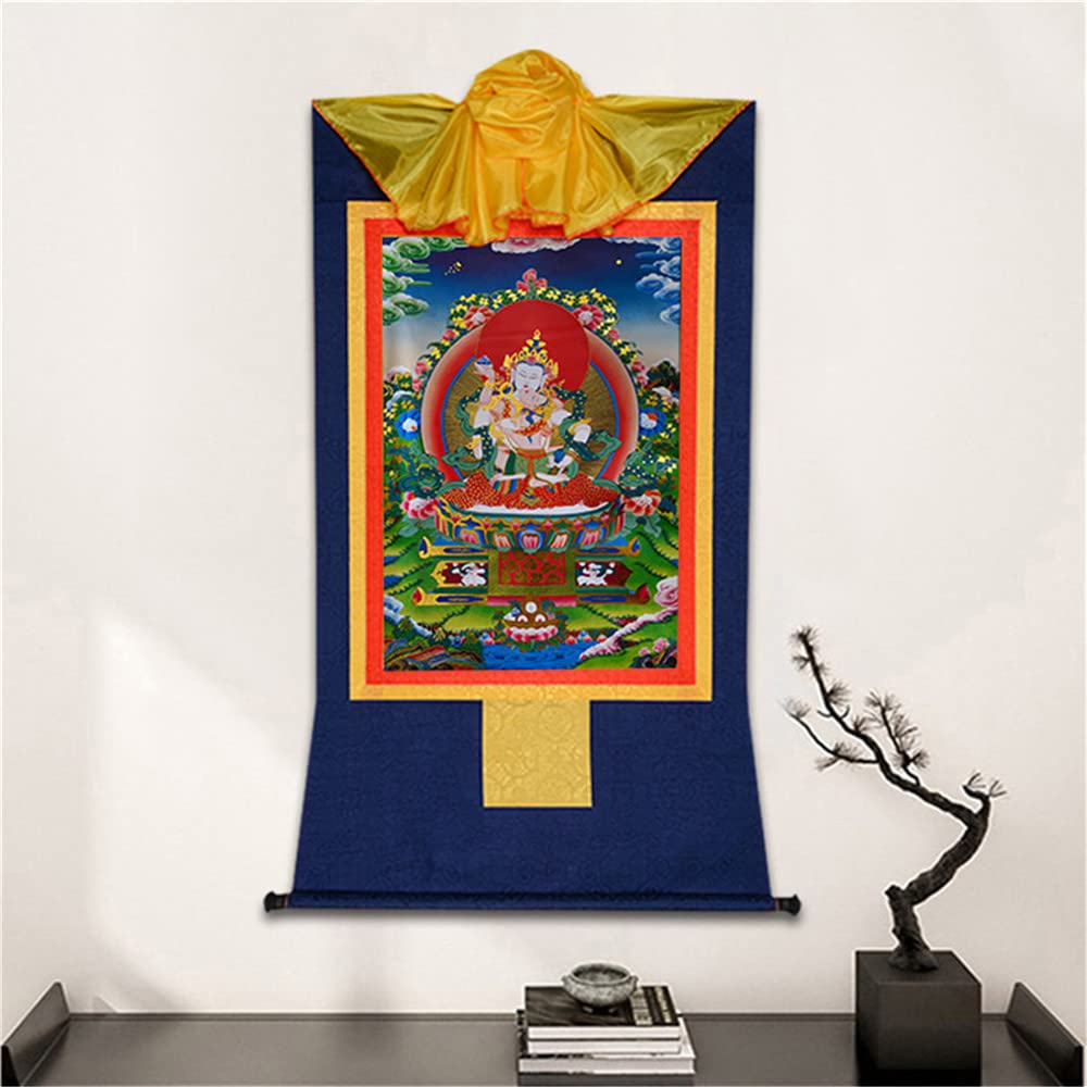 Dorje Sempa Vajrasattva in Yab Yum Thangka Tibetan Thangka Art (Vajrasatva / 13.8"L x 11"W)