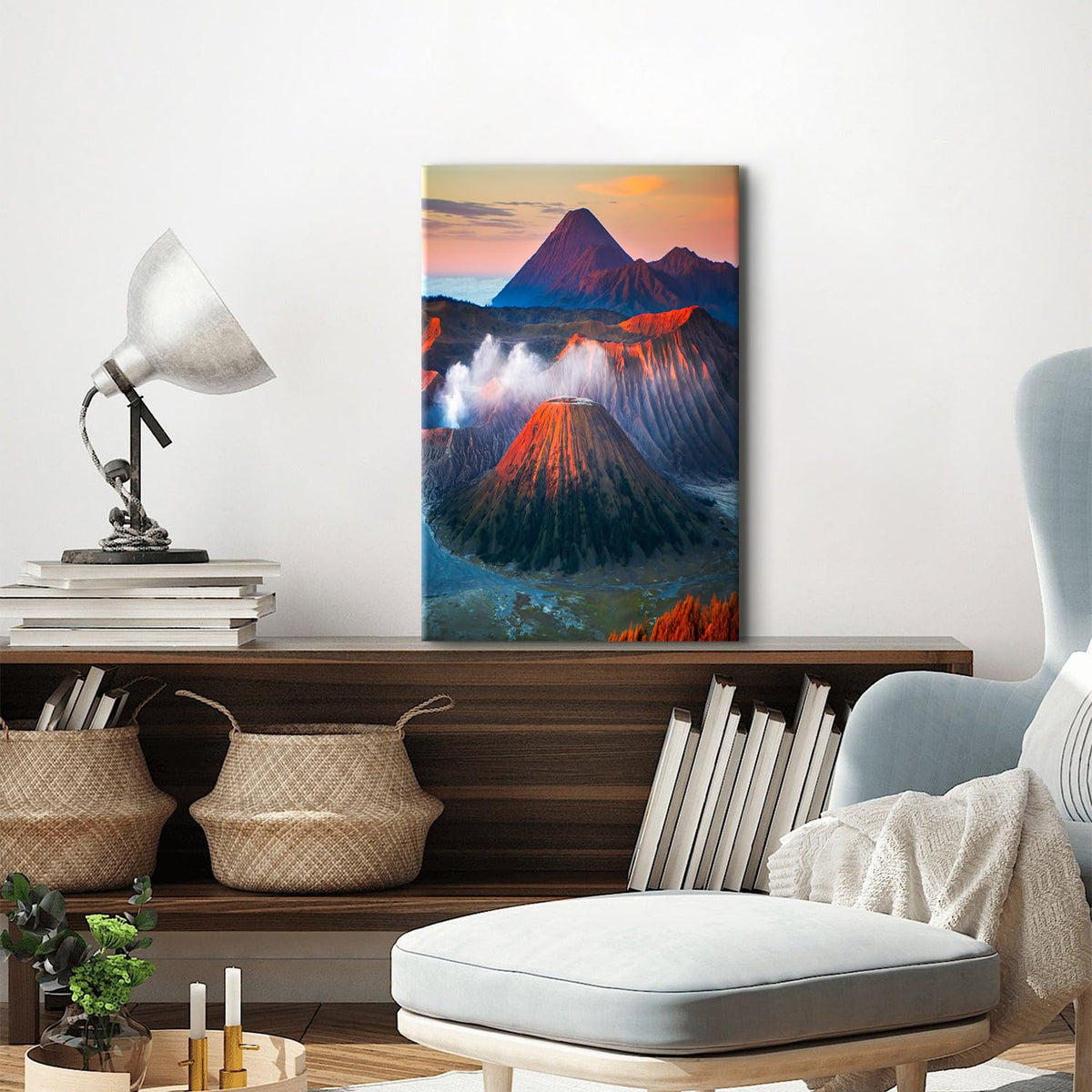 Nature Landscape Wall Art Hawaii Volcanoes National Park Pictures Volcano Mountain Painting Poster Neutral Natural Scenery Canvas Prints Travel Aesthetic Canvas Artwork for Home Decorations 16x24" (24"L x 16"W / Volcano)