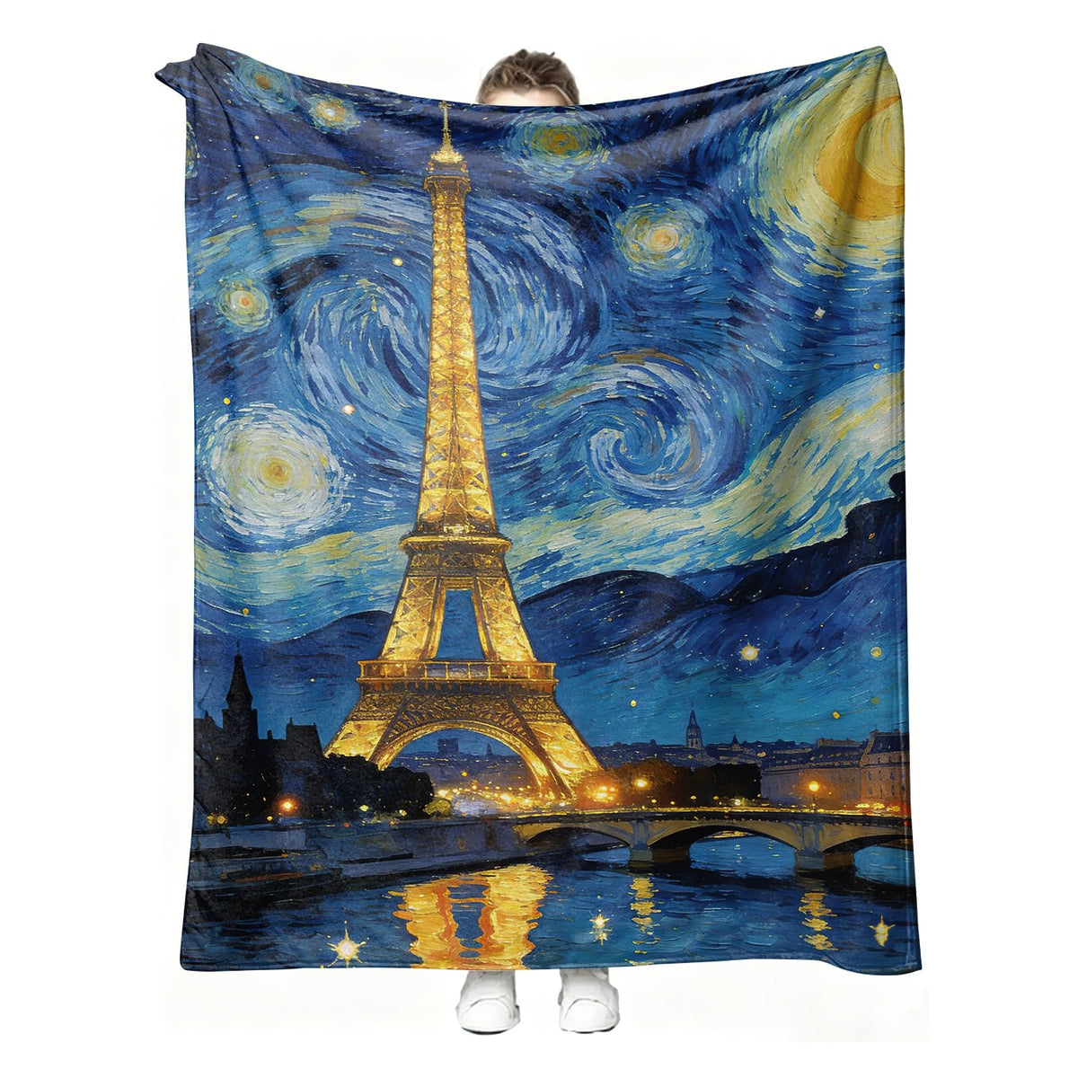 Eiffel Tower Throw Blanket Paris Starry Night Cozy Plush Flannel 60"X80" (Eiffel Tower / 60"X80")