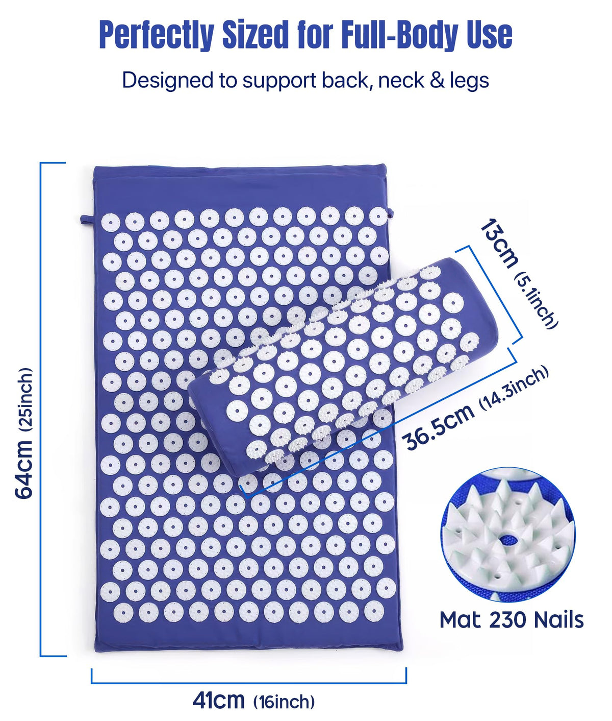 Acupressure Mat And Pillow Set (Blue)