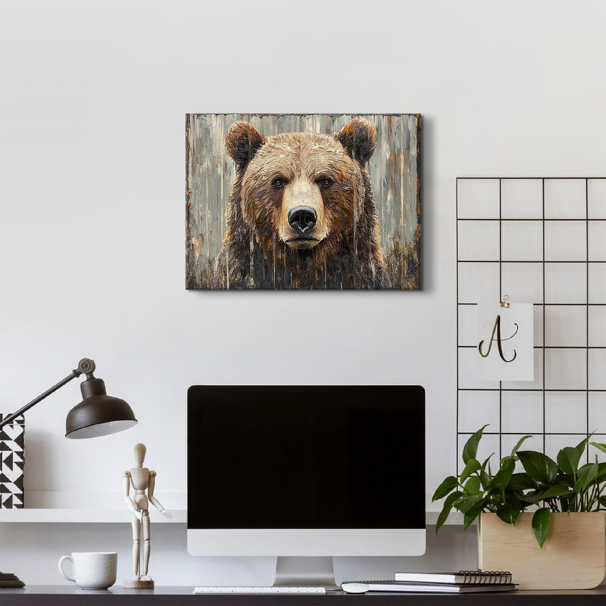 Rustic Bear Wall Art Bedroom Decor Brown Bear Head Canvas Pictures for Cabin Vintage Animal Themed Paintings Poster Modern Neutral Wildlife Prints Farmhouse Landscape Artwork for Home Decoration 12x16" (16"L x 12"W / Bear)