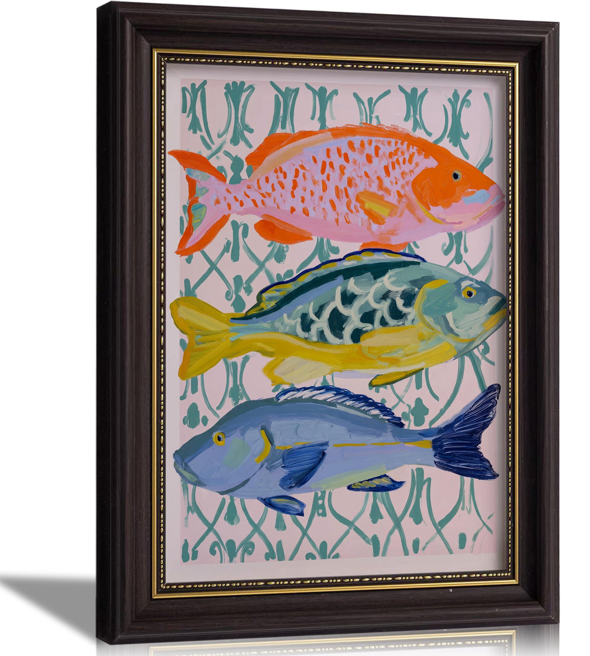 Framed Stacked Colorful Snapper Fish Wall Art (Fish / 24"L x 16"W)