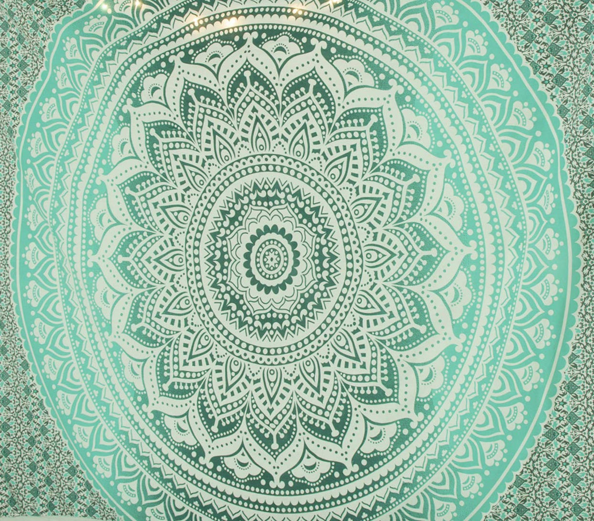 Tapestry Wall Hanging Hippie Ombre Mandala Bohemian Hippy Intricate Indian Tapestries Bedspread 84 x 90 Inches (90.6"L x 84.7"W / Grey Geen)
