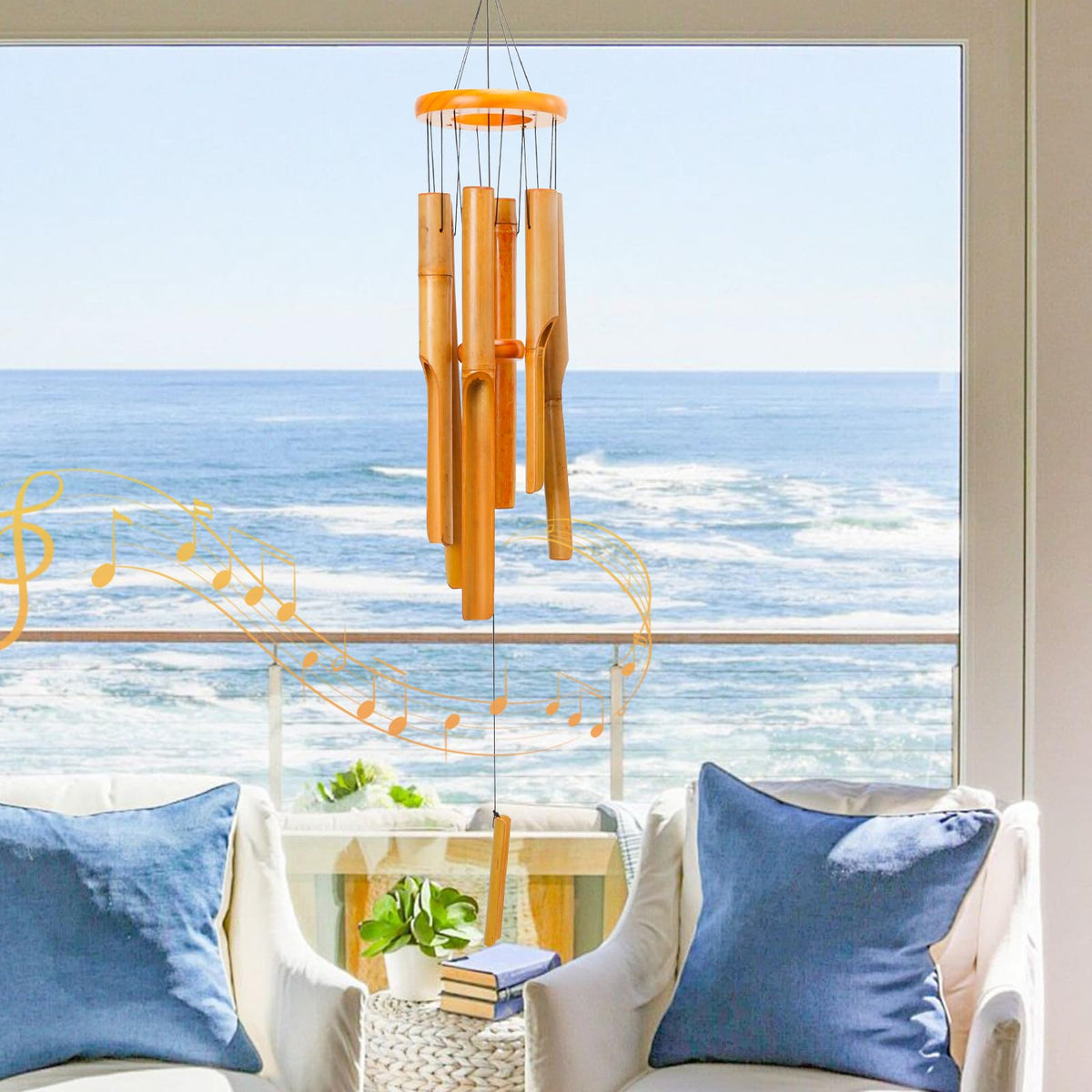 Bamboo Wind Chimes for Outside (Brown)