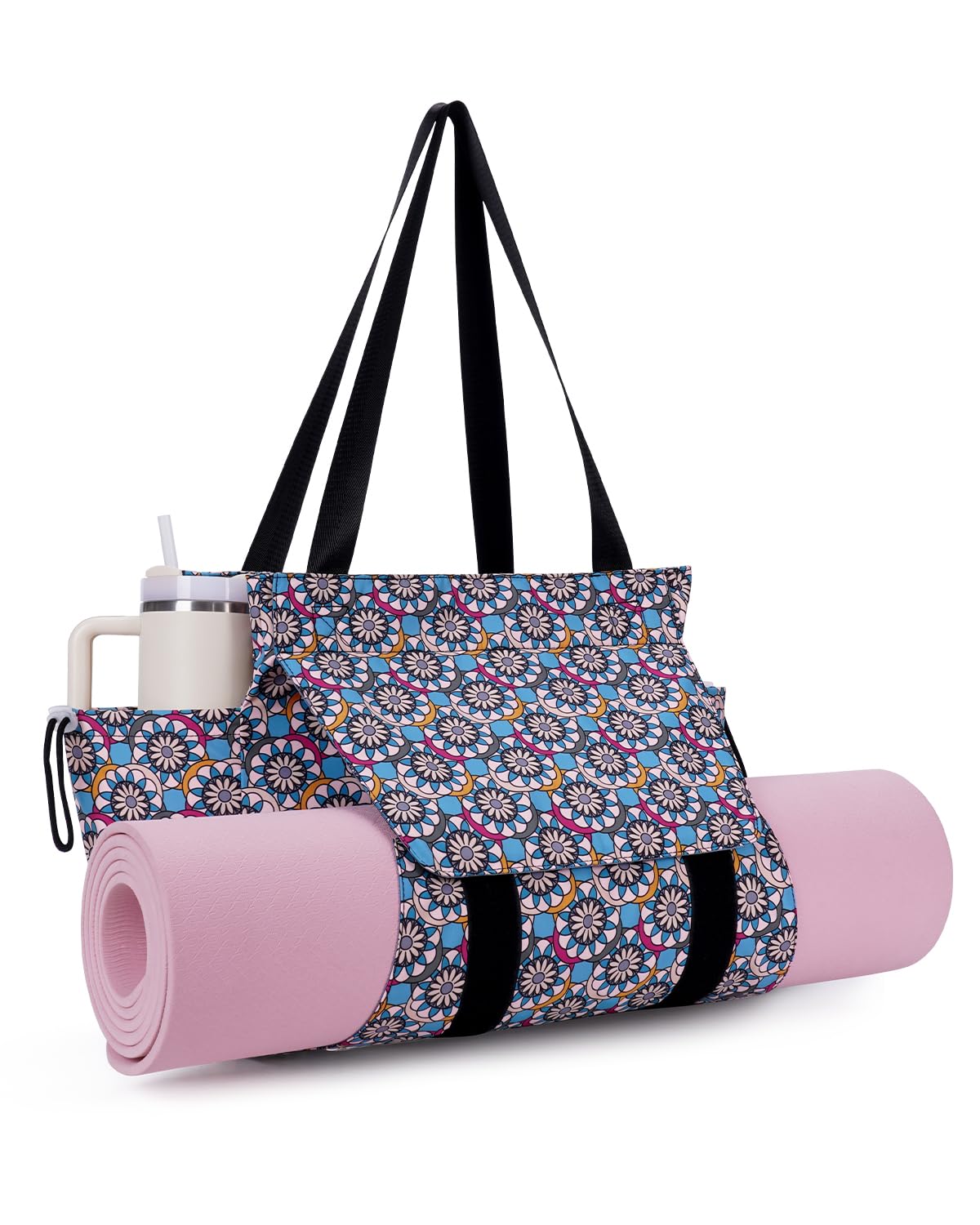 Yoga Mat Bag Waterproof Tote Gym Bag Mat Carrier W (Lake Blue Mandala)