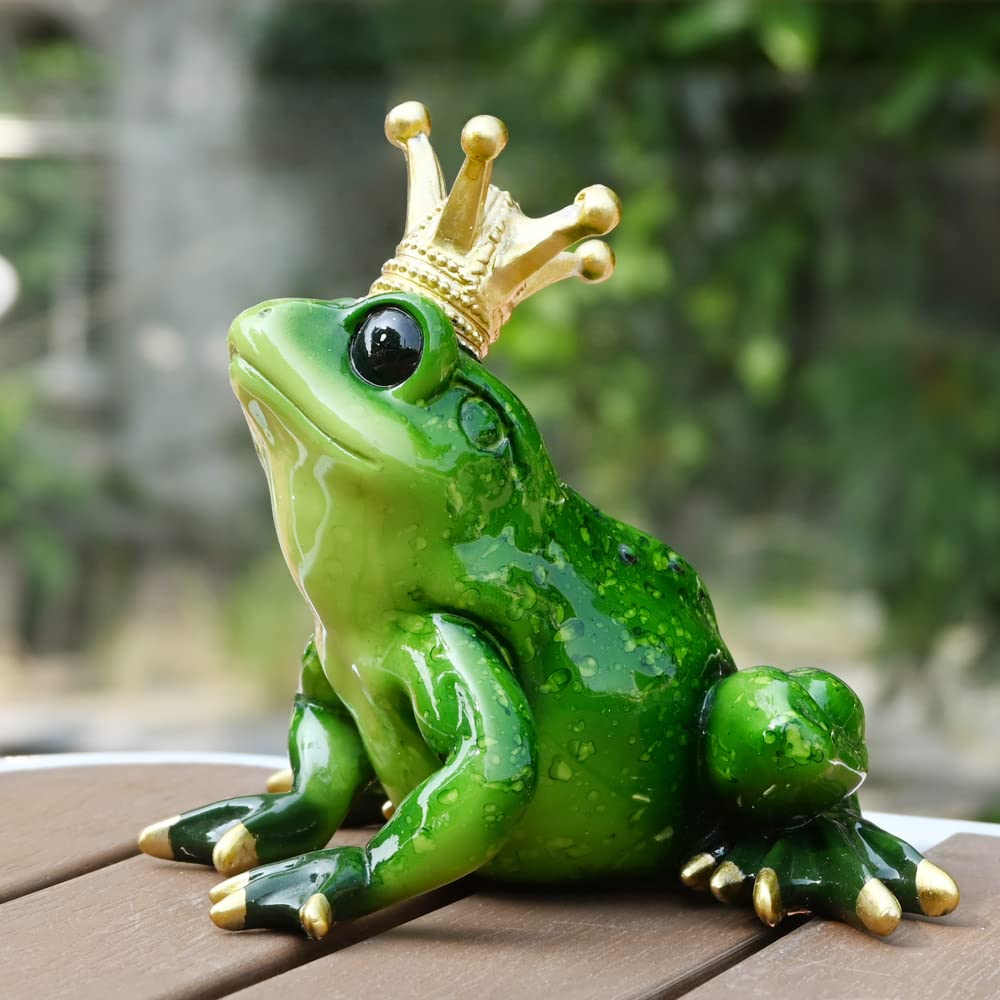 Crown Frog Prince Figurine Princess and Frog Party Decorations Cake Topper (Green Prince Frog)
