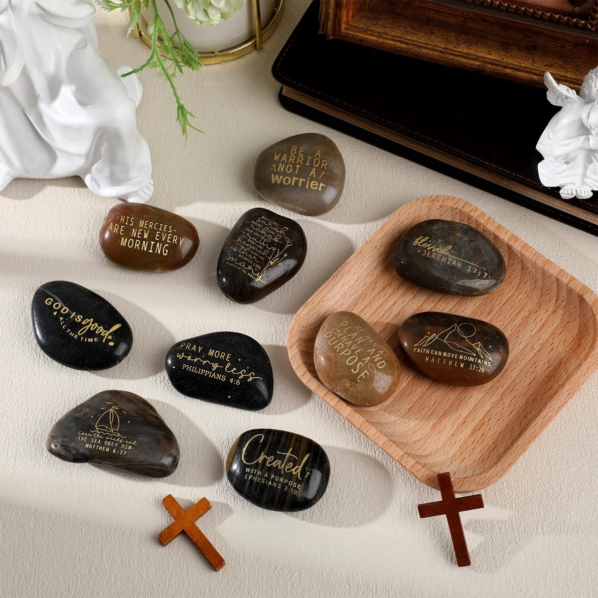 30 Pcs Bible Verses Scripture Stones Gifts Inspirational Rocks (Inspiring Bible)
