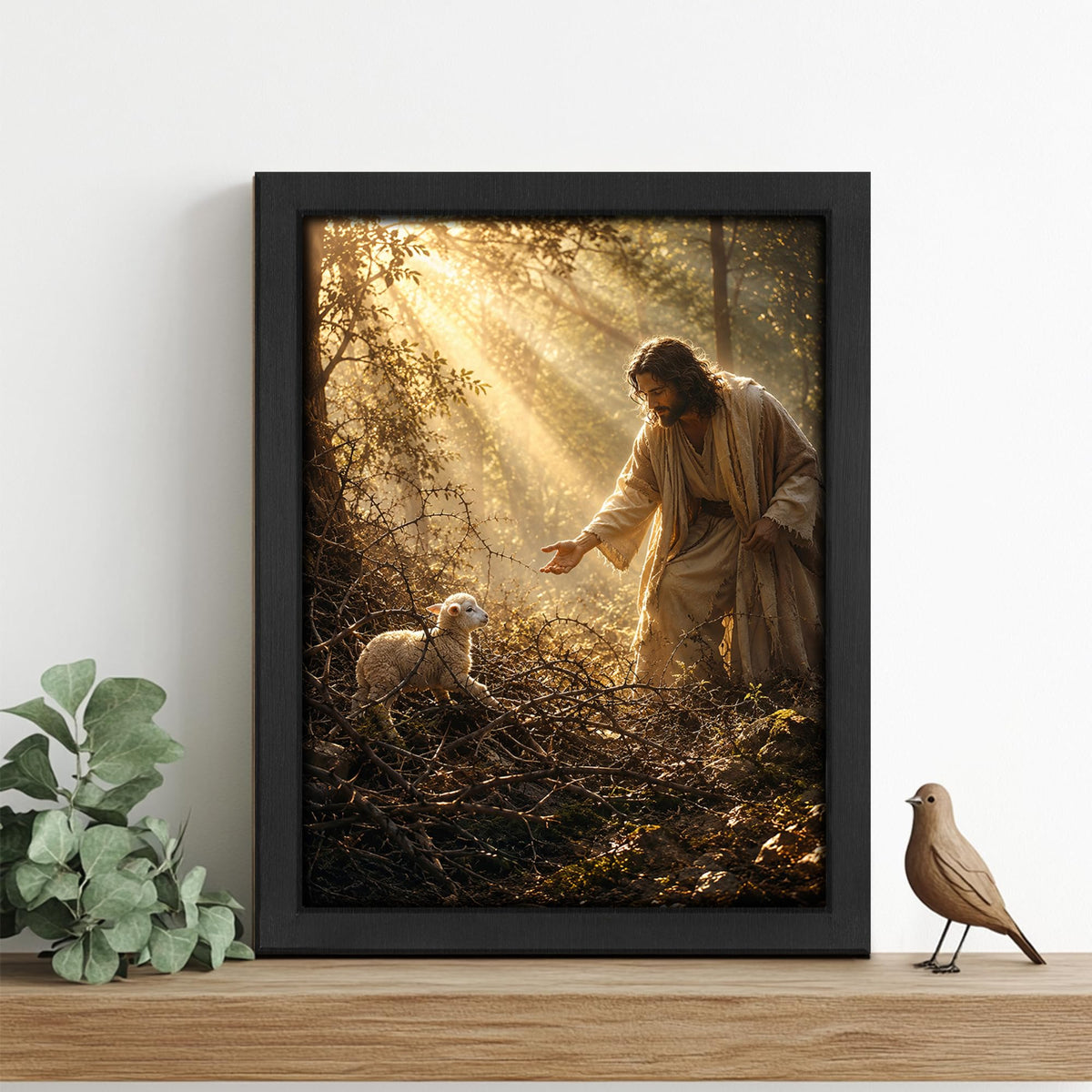 Jesus Lamb Decor Wall Art (Wall Art Framed 13 / 24"L x 16"W)