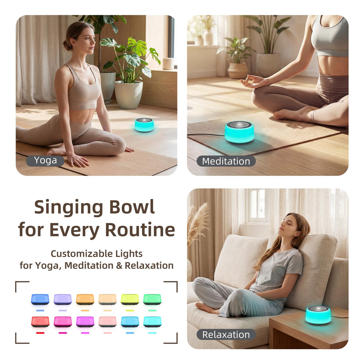 Automatic Tibetan Singing Bowl Sound Machine (Gray & Blue / Standard)