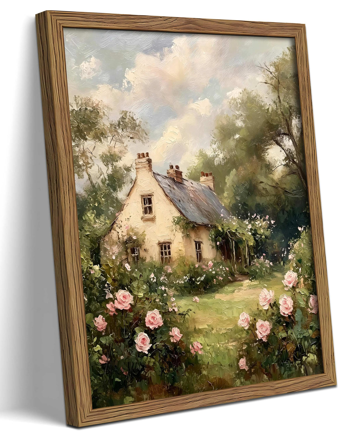 English Cottage Framed Canvas Wall Art (A-Garden / 16"L x 12"W)