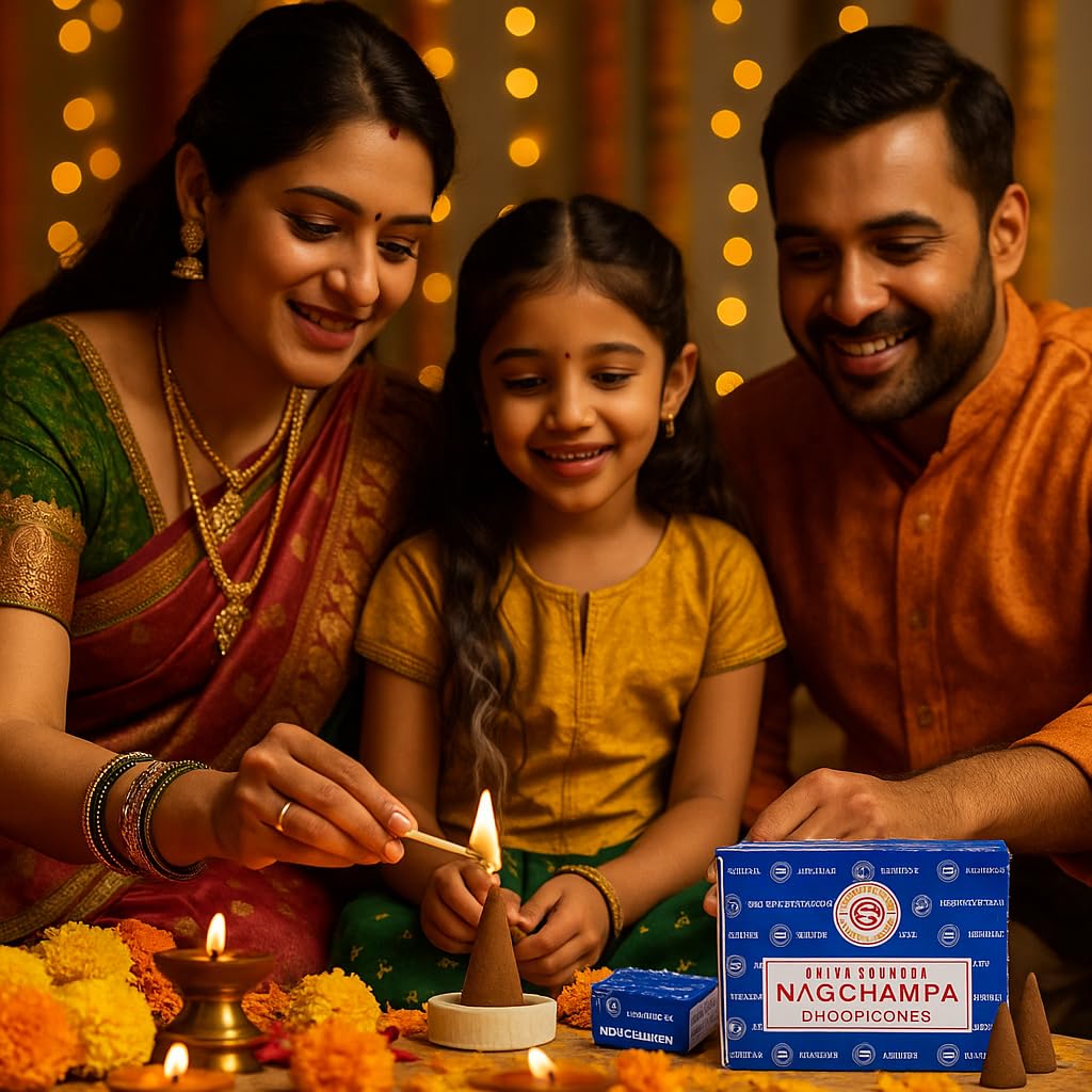 Sai Baba Nag Champa dhoop Cones incienso 6 Pack (1 / Nag Champa)