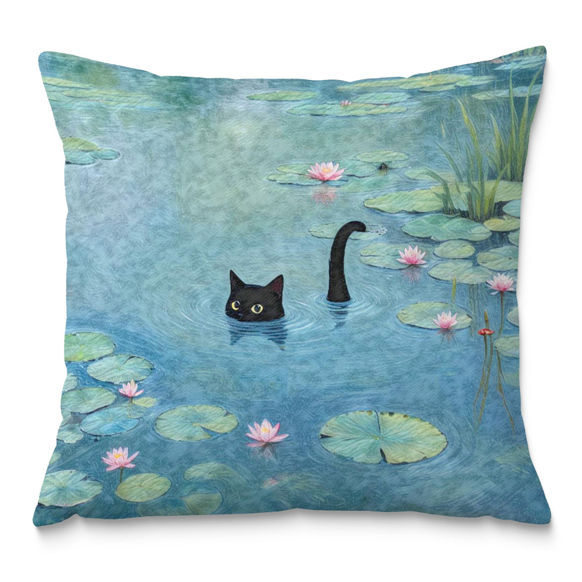 Black Cat Art Painting Throw Pillow Covers 18x18 (Style02)