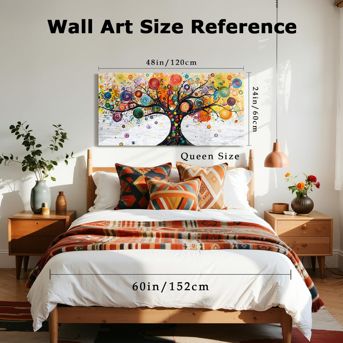 Colorful Tree of Life Large Wall Art Modern Abstract Pop Art Decor (Colorful Abstract Tree / 48"L x 24"W)