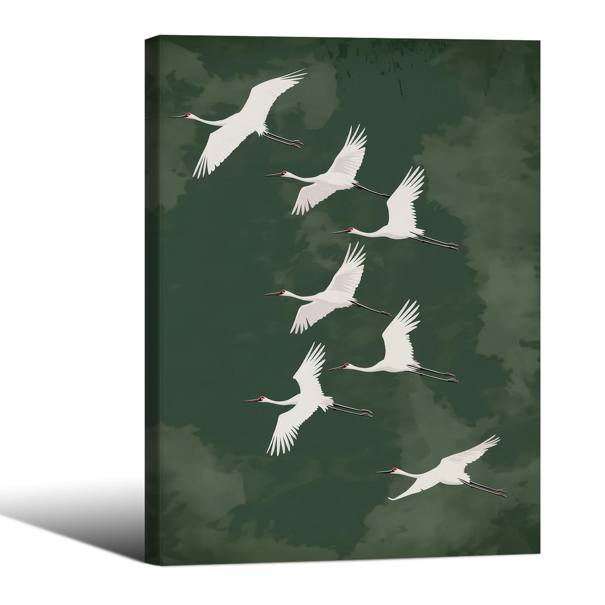 Japanese Flying Framed Wall Art Vintage Bird Pictures Decor Poster 8x10 inch Rustic Nature Animal Canvas Prints Minimalist Home Decor for Asian Style Living Room Bedroom Office Zen Ready to hang (Wrapped Canvas / Japanese Canvas / 10"L x 8"W)