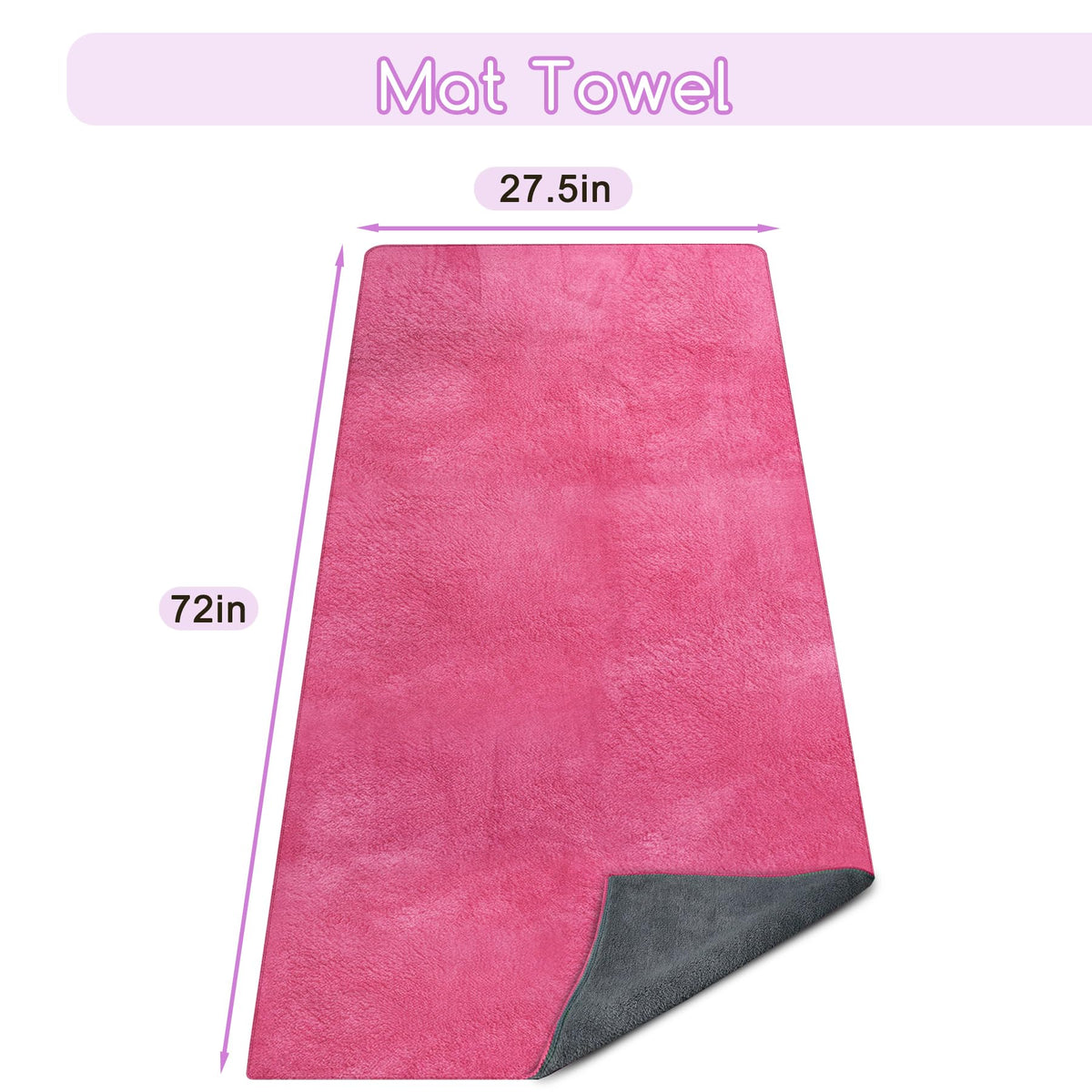 Yoga Mat Towel (72"x27.5" / Dark Pink)