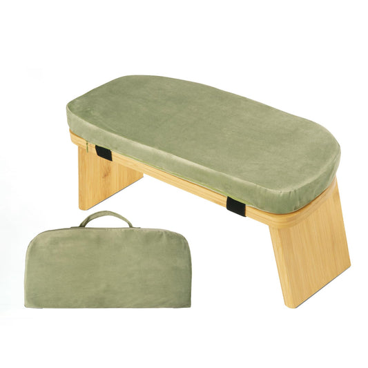 Natural Beech Wood Yoga Bench (Green)