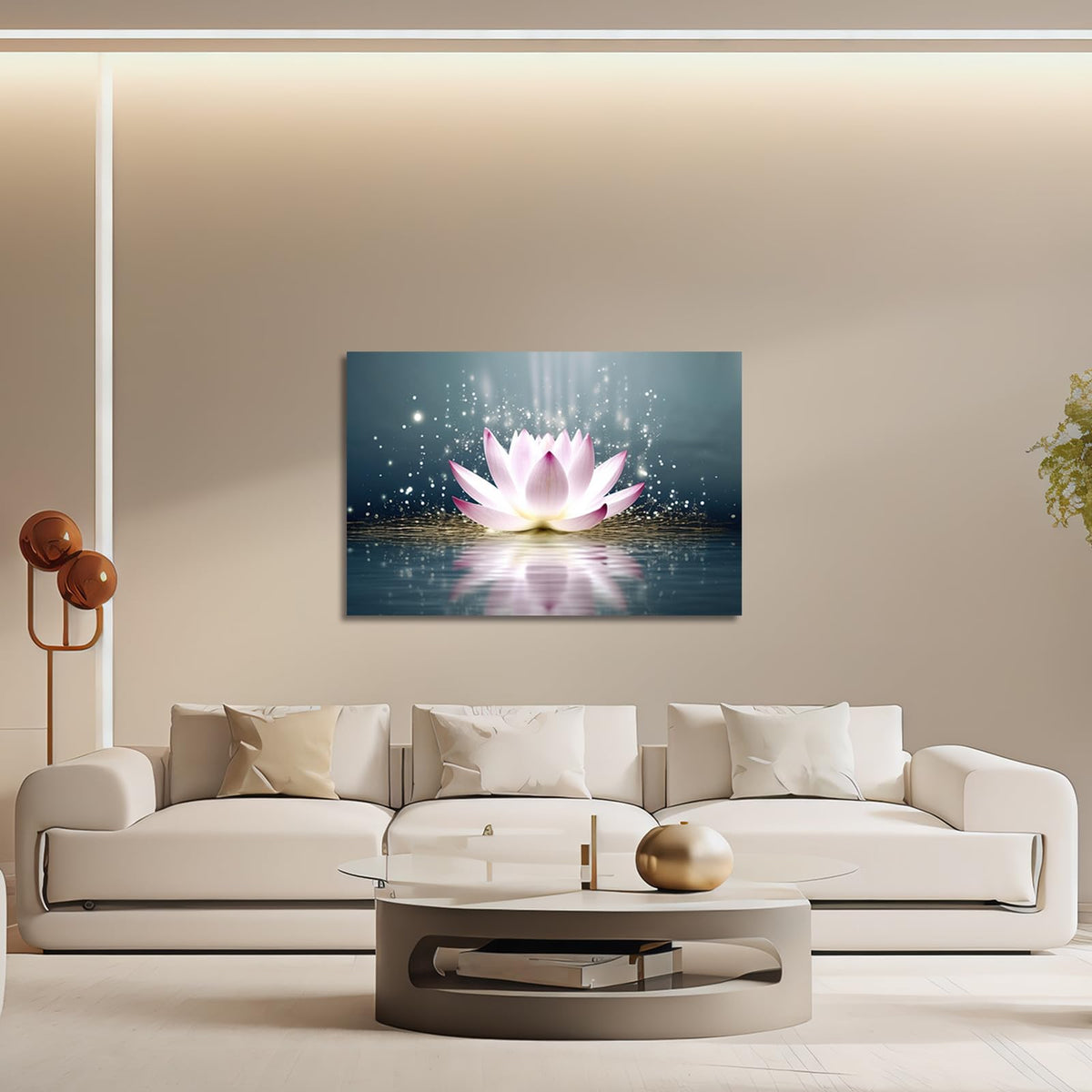 Zen Canvas Wall Art Pink Lotus Flower Bloom in Water Picture Prints for Yoga Spa Meditation Spiritual Room Decor Framed (16"x24" / Zen-4)