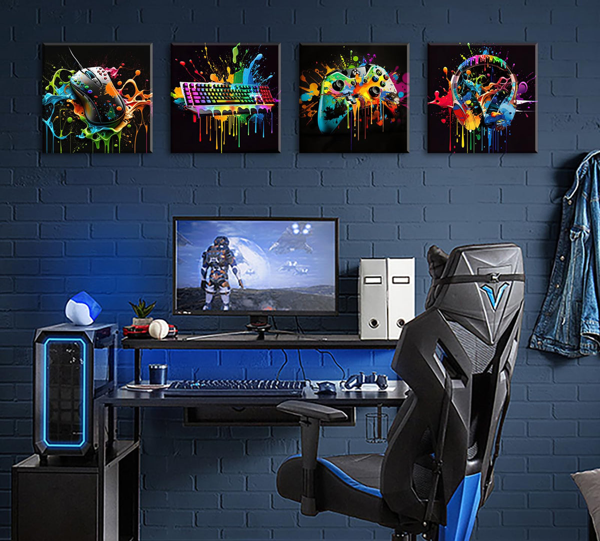 Gamer Room Decor for Boys Wall Art Canvas Print 12"X12"X4 Panels (12"L x 12"W / game)