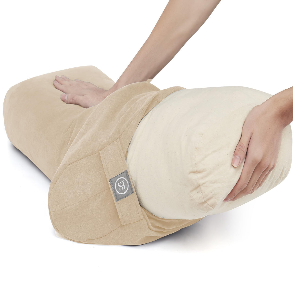 Meditation Cushion Yoga Bolster Pillow for Restorative Yoga (Beige / Rectangular (Filled with 100% Cotton))