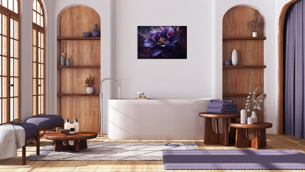 1 Panel Purple Picture Wall Art Purple Canvas Wall Art Flower Pictures Abstract Flower Print on Canvas Flowers Art for Bedroom Home Decor Living Room Stretched and Framed 20x30 inch (30"L x 20"W / Purple Flower 6)
