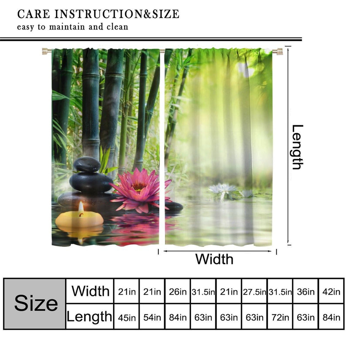 Bamboo Forest Blackout Curtains for Bedroom (26"W x 84"L (Pack of 2) / Style-3)