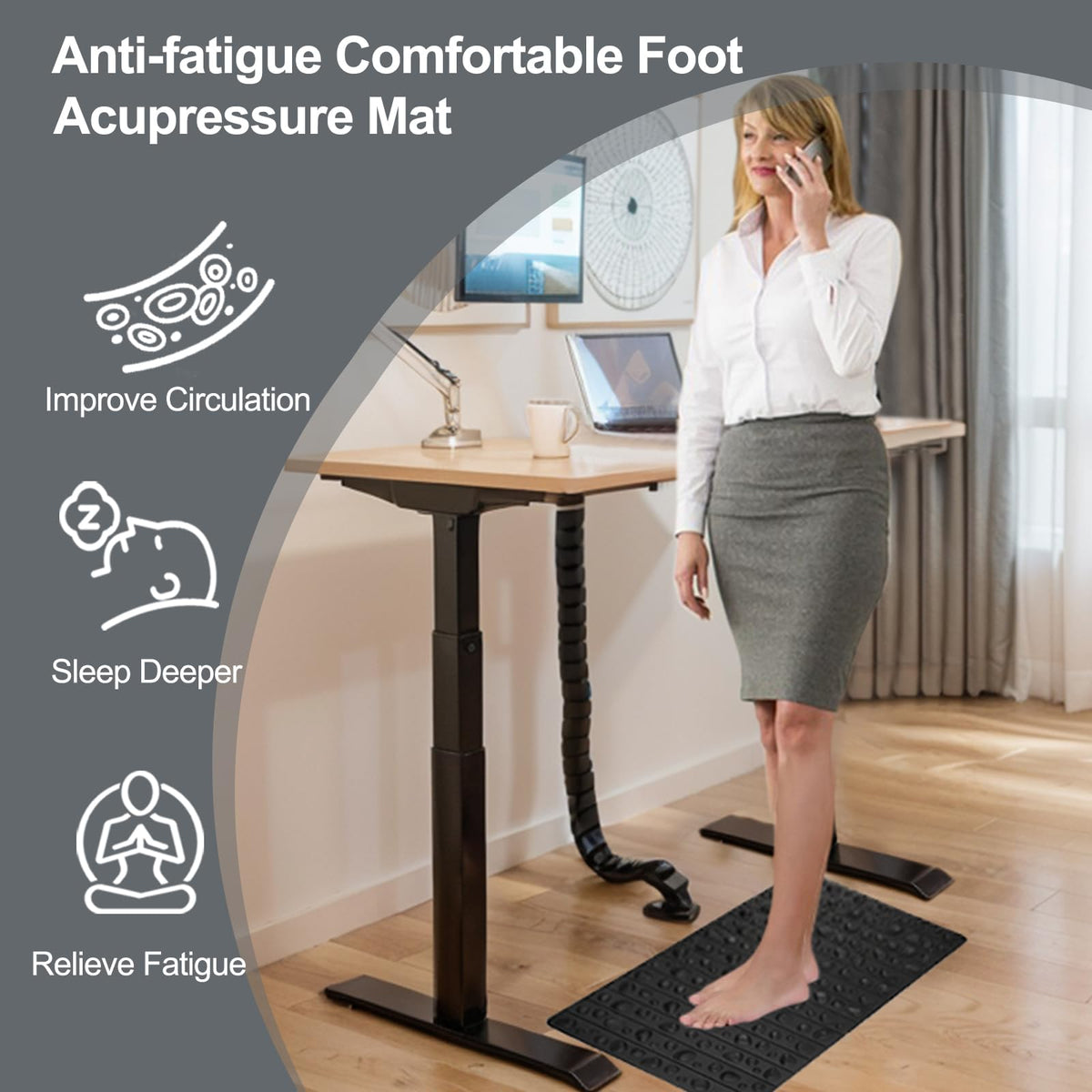 Portable Feet Acupressure Mat (Black - Large)