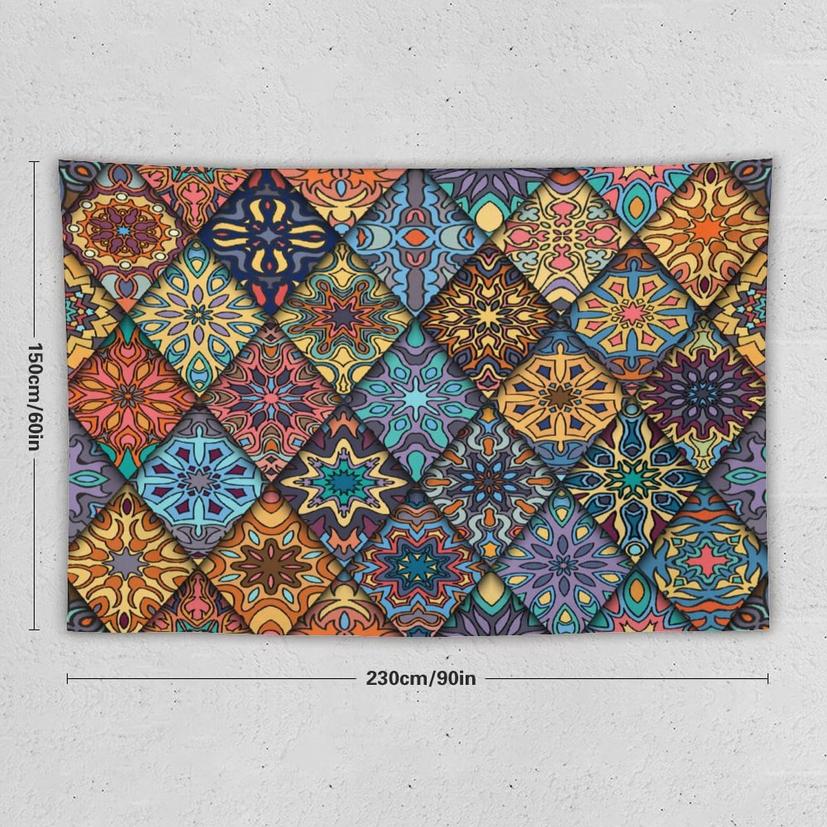 Vintage Bohemian Tapestry Wall Hanging Colorful Mandala Indian Pattern Tapestries Home Decor for Living Room Bedroom Apartment Farmhouse Dorm 60"x90" (60"L x 90"W / Mandala-26)