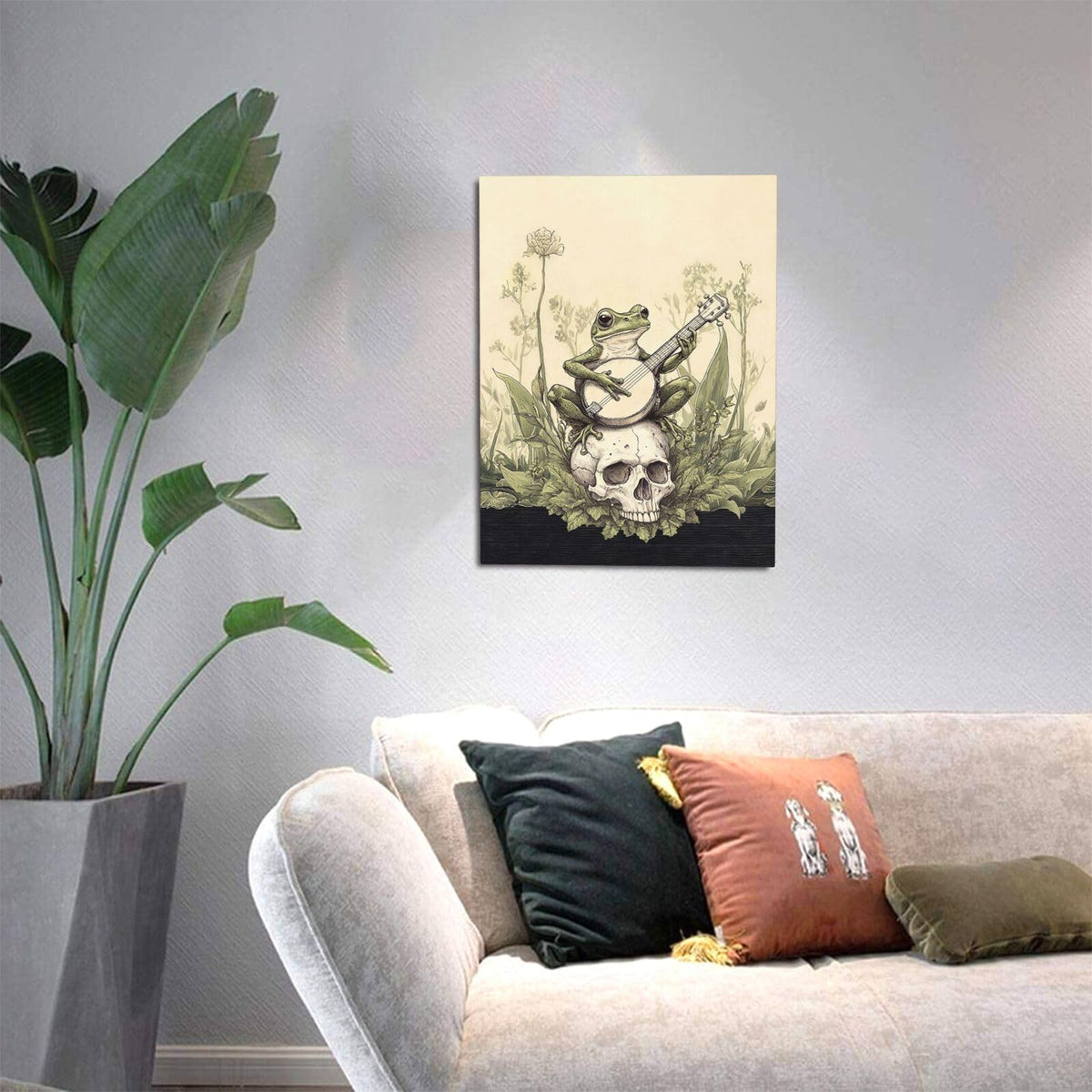 Frog Canvas Wall Art Rustic Skull Print Painting Framed ArtWork 12"x16" (Forg / 16"L x 12"W)