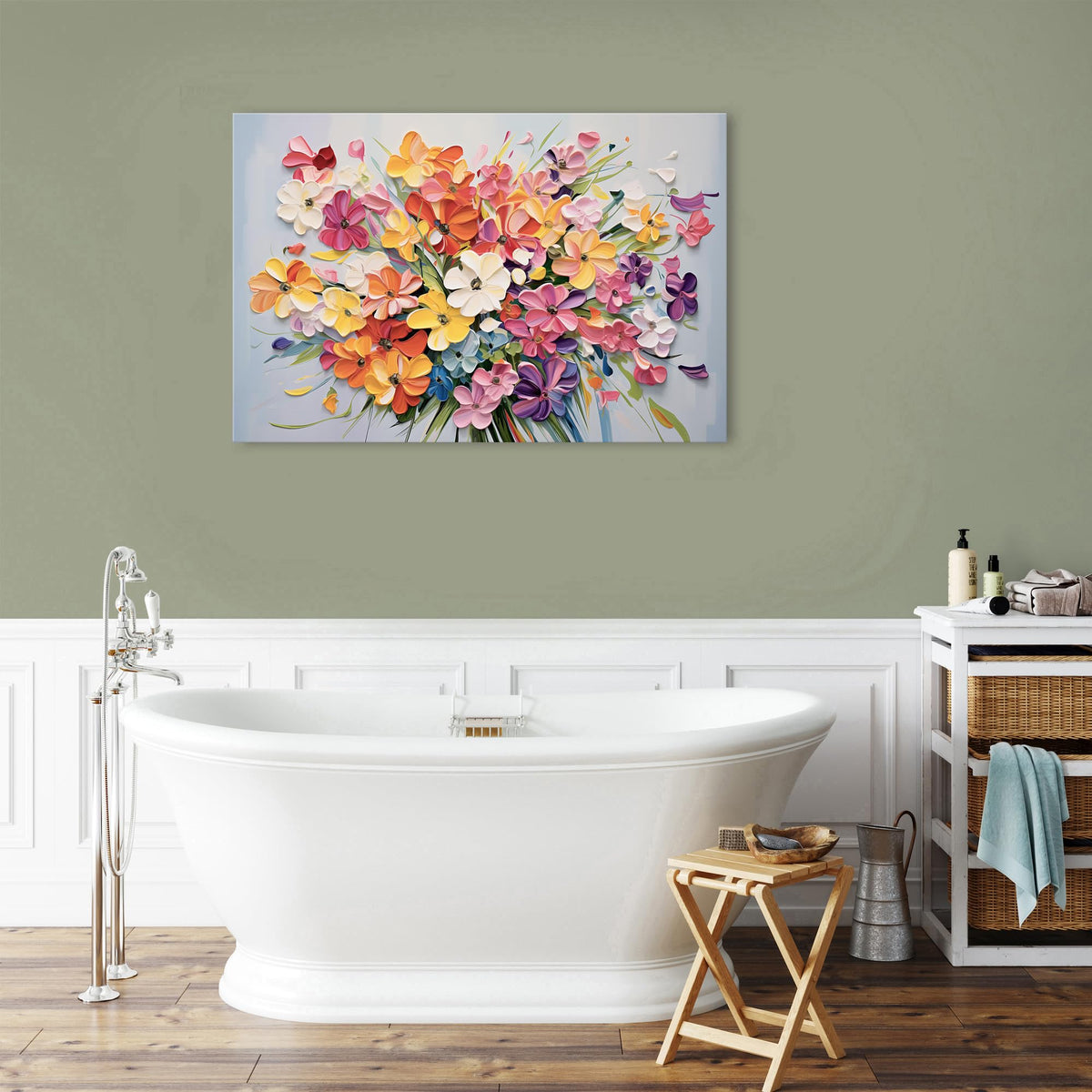 Orange Daisy Wall Art Colorful Wildflower Canvas Print Large Burnt Orange Floral Botanical Wall Decor for Living Room Bedroom Kitchen Watercolor Farmhouse Nature Artwork Bathroom Home Decoration 24x36 (36"L x 24"W / Flower-1)