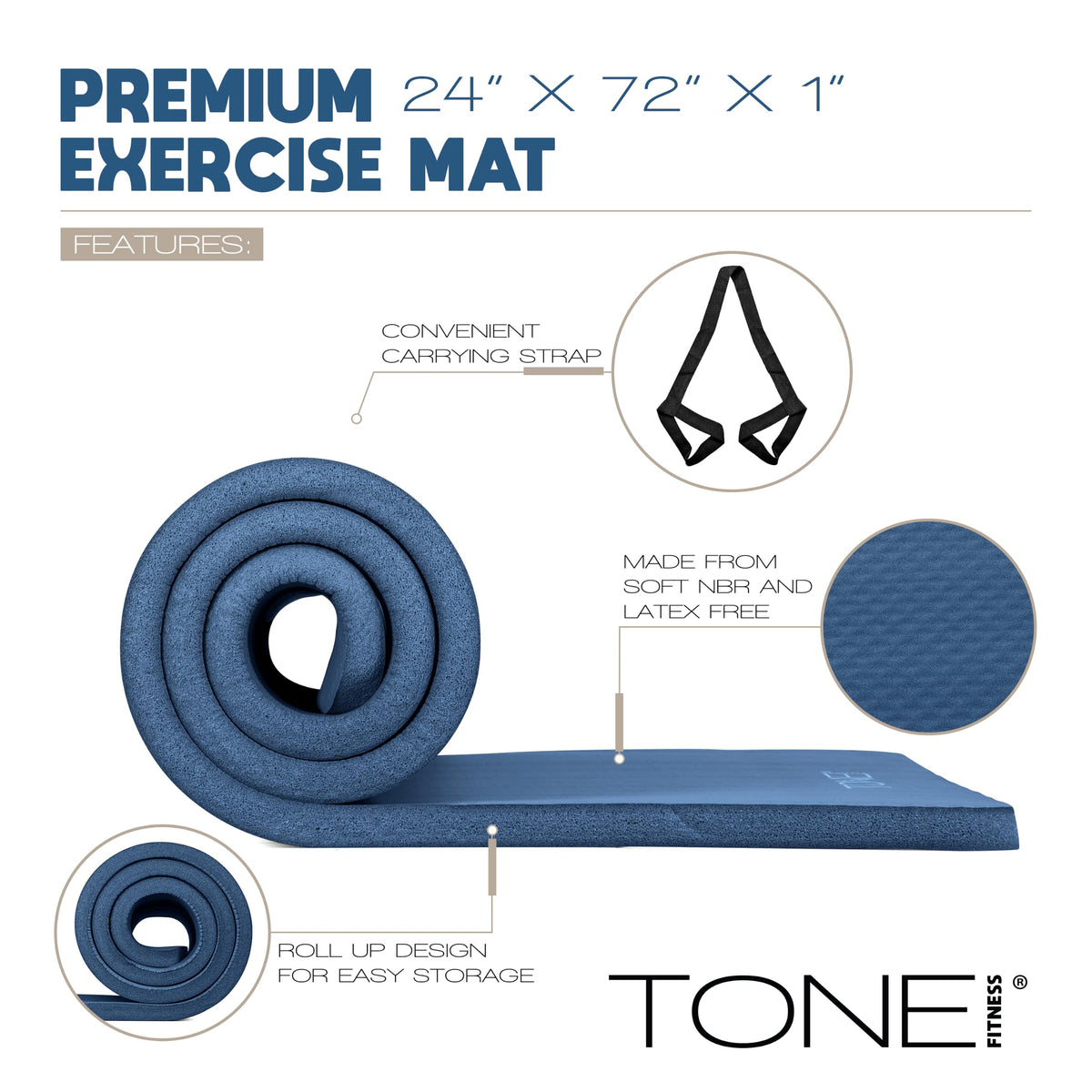 1" Extra Thick Yoga Mat (Diamond / Blue)