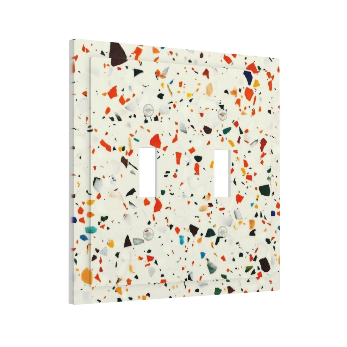 Beige.Cream Yellow Terrazzo Marble Decorative 2 Gang Double Toggle Outlet Light Switch Cover (Beige.Cream Yellow Terrazzo Marble / 2 Gang Toggle Mid)