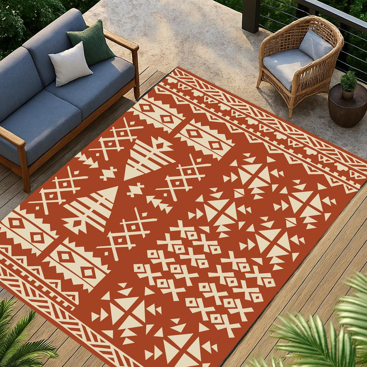 Rust Red Exotic Rug 5x8 FT Non Slip Mat for RV Patio Deck Camping (Exotic Red / 5x8 Feet)