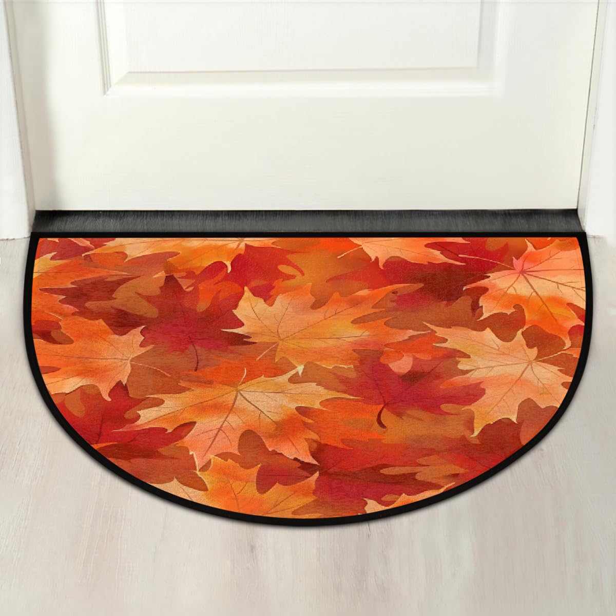 Autumn Maple Half Round Door Mat Indoor Entrance Semi Circle Area Rugs (E Autumn Maple Fall)