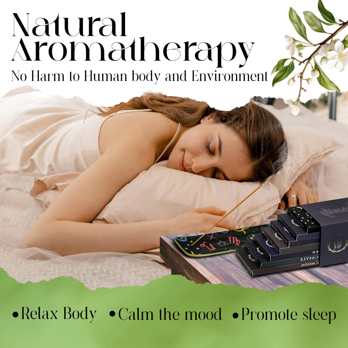 Natural Incense Sticks with Inscent Holder (Scent of Serenity)