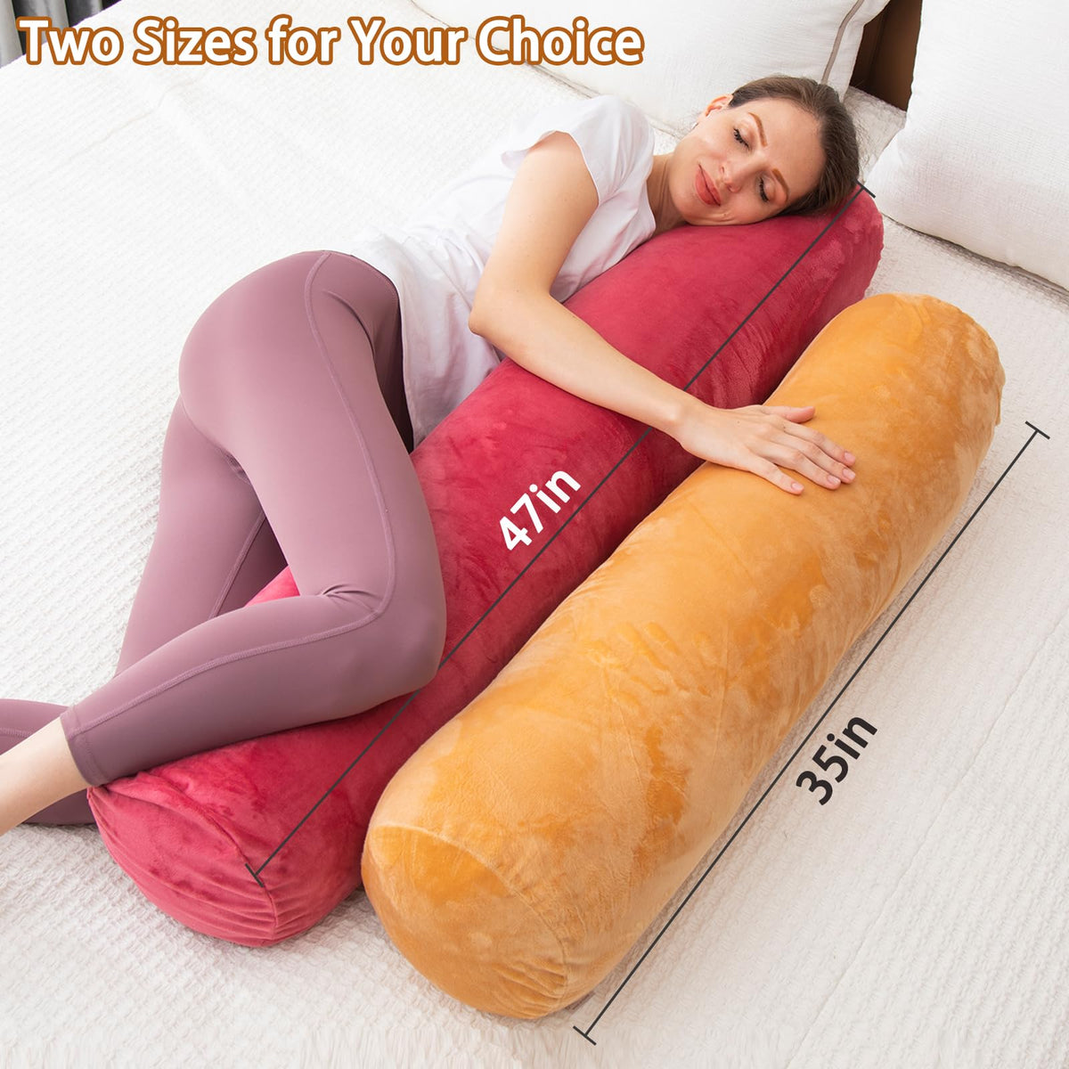 Bolster Pillow for Bed (Brown / 47 inch)